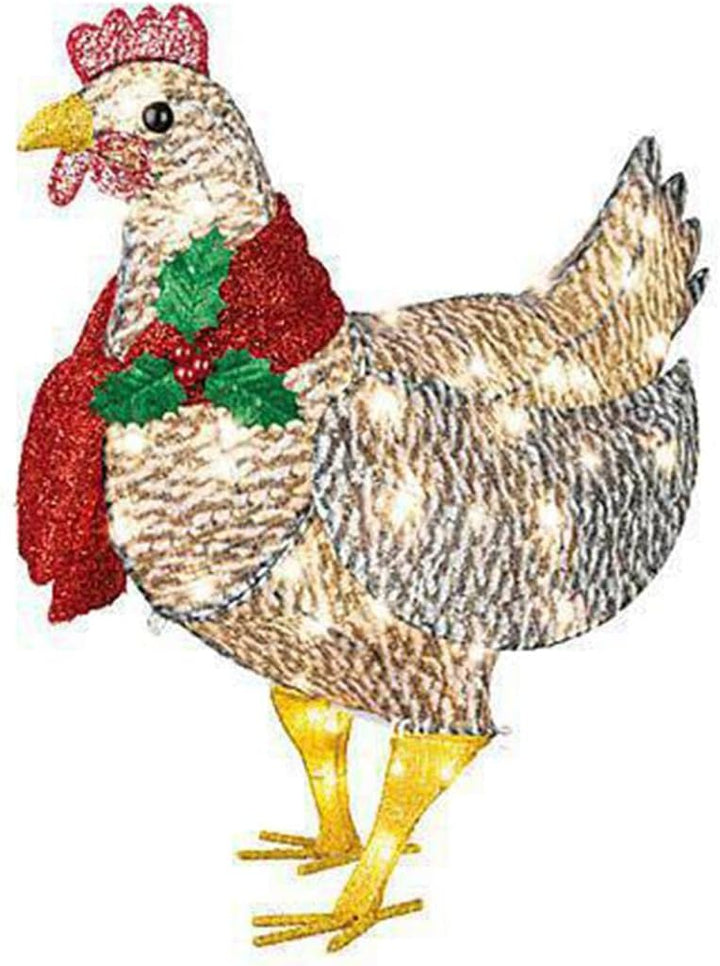 WinterHen LED Chicken with Scarf – Illuminating Christmas Decoration for Indoor and Outdoor