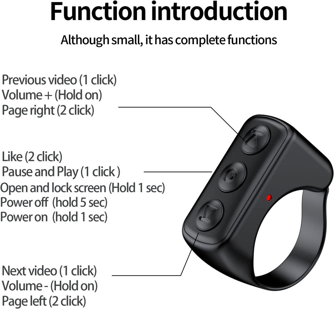 Bluetooth Scrolling Ring Remote for Phone, Videos and E-Books