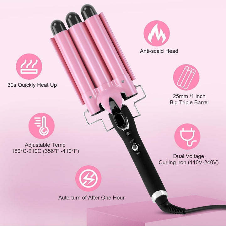 Hendrano™ 3 Barrel Curling Iron Hair Waver with LCD and Ceramic Coating
