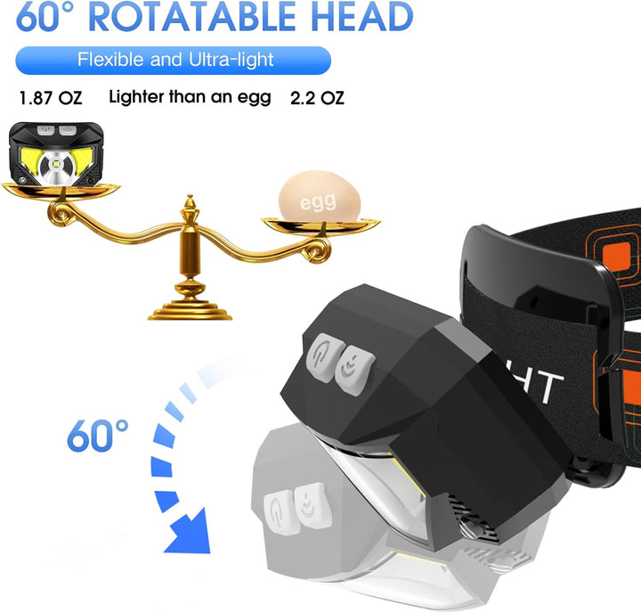 Hendrano™ Rechargeable LED Headlamp 2-Pack with Motion Sensor