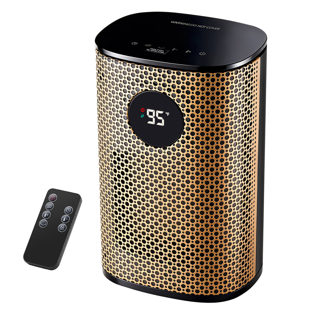 Gold ceramic tower heater with digital display