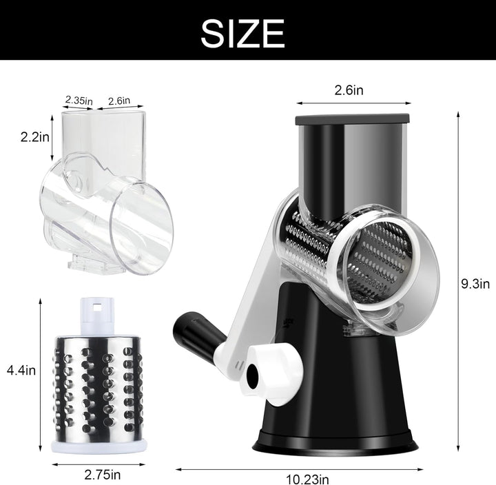 Rotary Cheese and Vegetable Grater with Suction Base