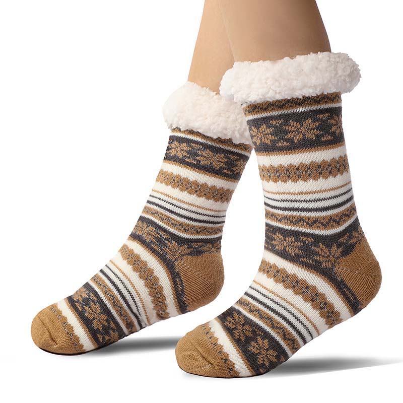 Ultra-Thick Snowflake Slipper Socks with Silicone Grip Soles