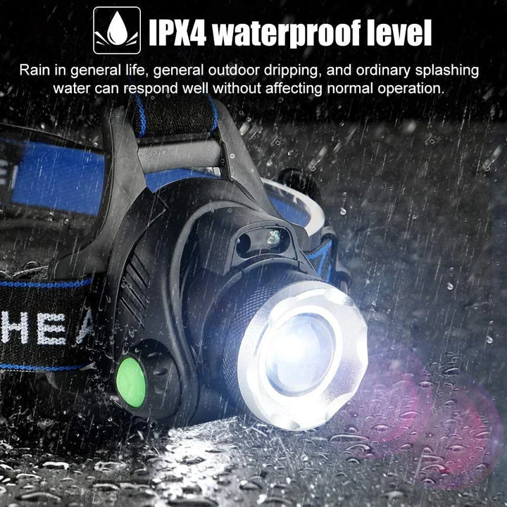 Hendrano™ Waterproof Rechargeable LED Headlamp with Adjustable Zoom