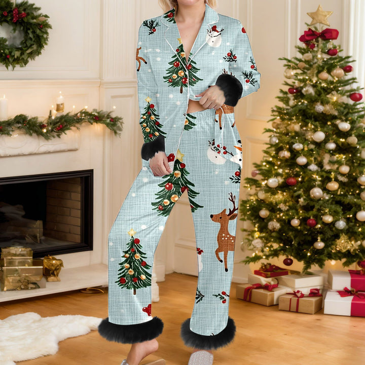 Woman in a red Santa pajama set