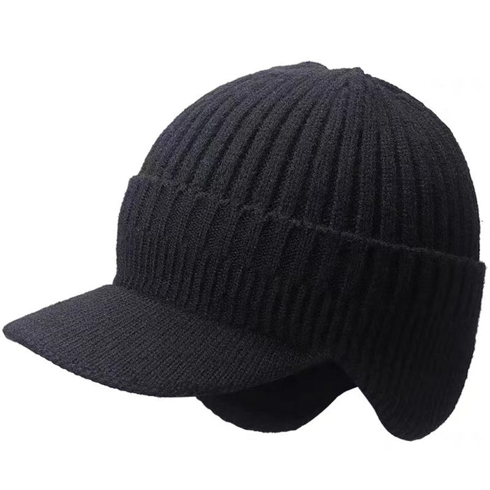 Hendrano Men's Peaked Knit Beanie with Ear Flaps
