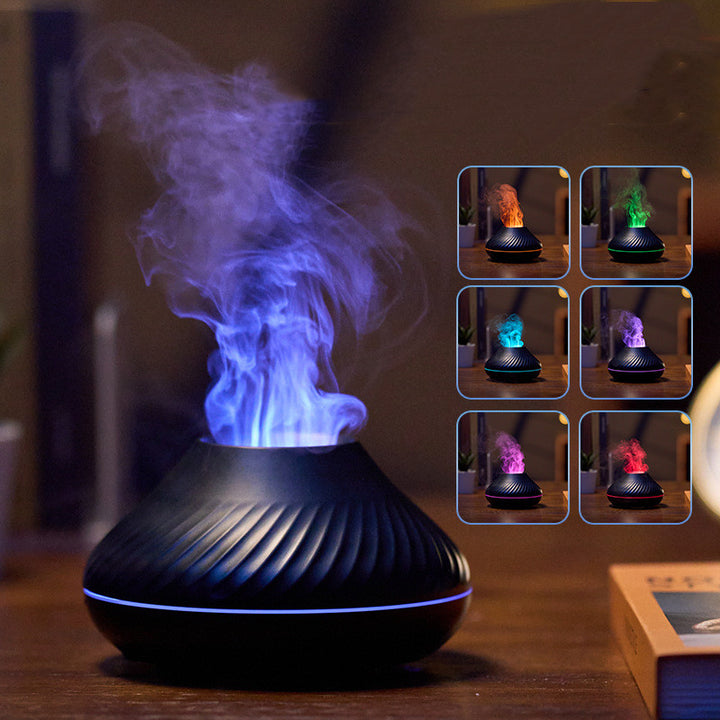Volcano Flame Aroma Diffuser, 130 ml with 7 LED Colors, USB
