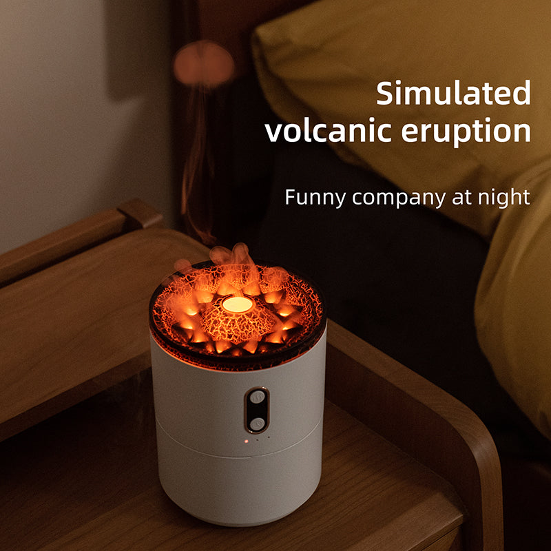 Volcano Flame Diffuser, Jellyfish Mist Humidifier Night Light