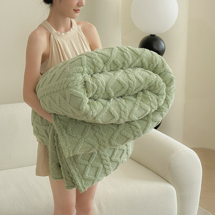 Hendrano Tufted Velvet Throw Blanket with 3D Jacquard Pattern