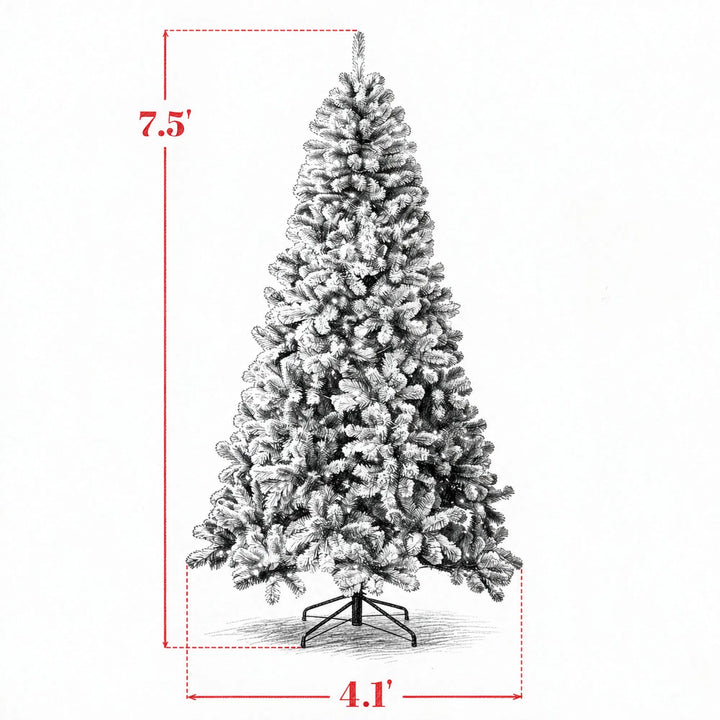 Flocked Northern pine Christmas tree with lights