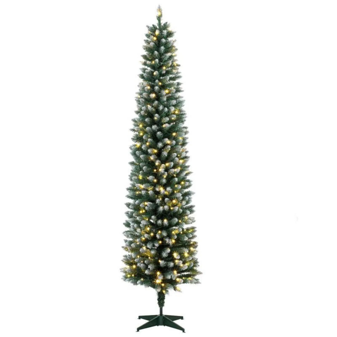Slim frosted pencil tree with lights