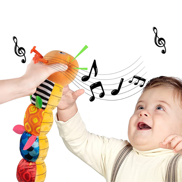 Hendrano™ Musical Caterpillar Rattle Plush with Crinkle Textures