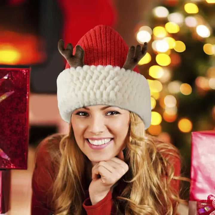 Hendrano™ Cozy Reindeer Antler Knit Hat – Warm Cotton Winter Beanie