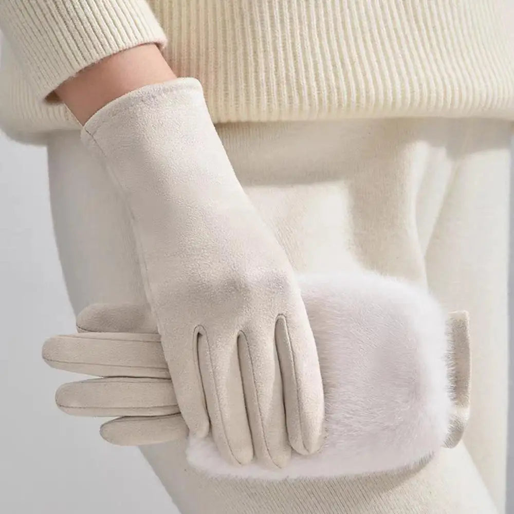 Suede Fur Touch Screen Winter Gloves