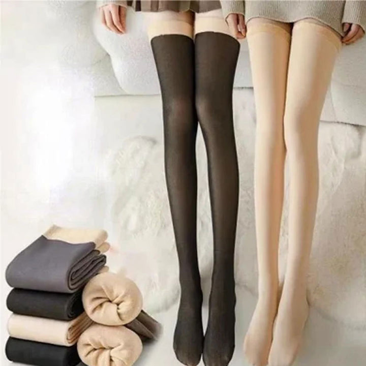 Thick Fleece-Lined Thigh-High Socks That Stay Up