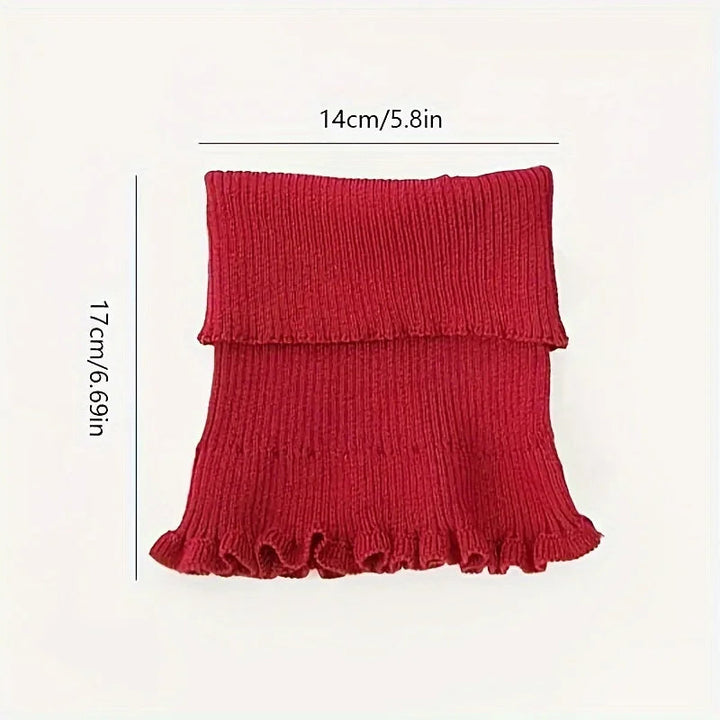 Hendrano™ Knit Turtleneck Collar Scarf – Ruffle Trim, Windproof Warmth
