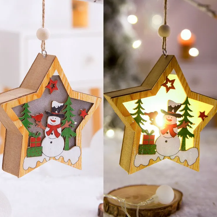 Hendrano™ Wooden Christmas Tree Hanging Light Box with Twine Loop