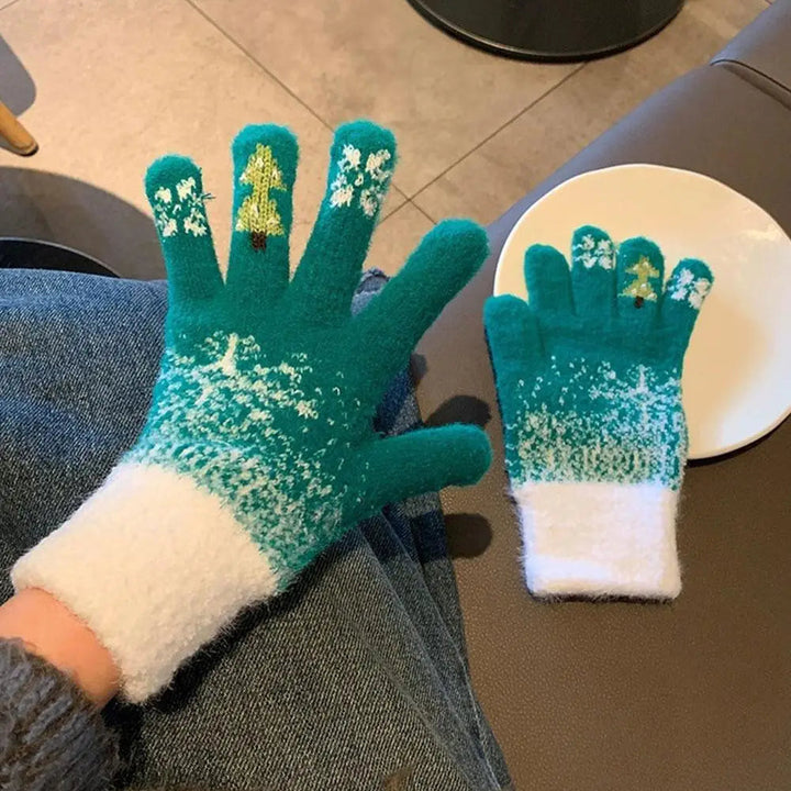 Hendrano™ Festive Fleece-Lined Convertible Fingerless Knit Gloves