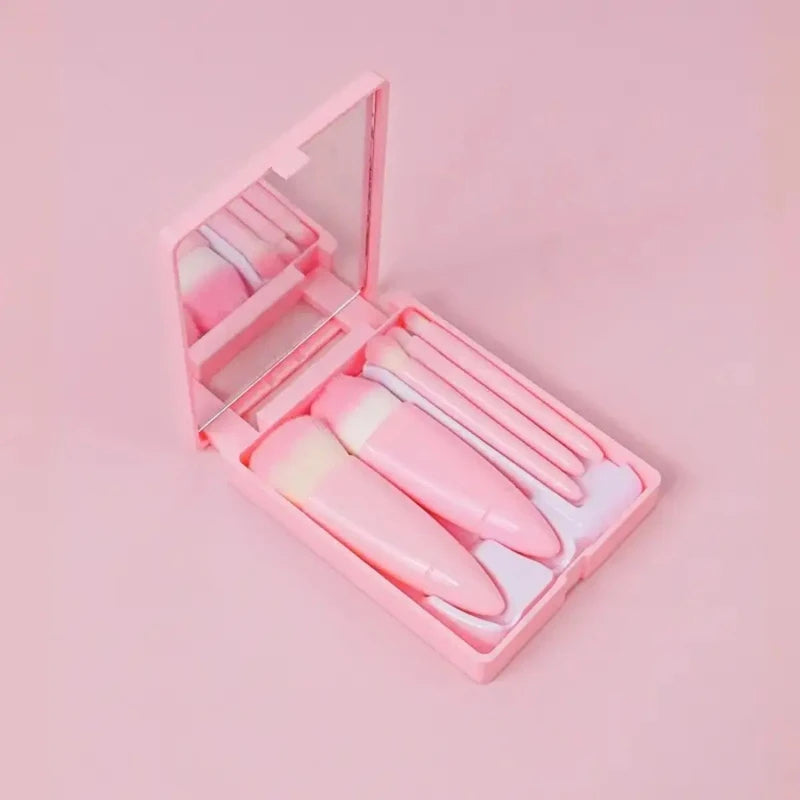 Hendrano™ Mini Makeup Brush Set with Mirror in a Compact Case