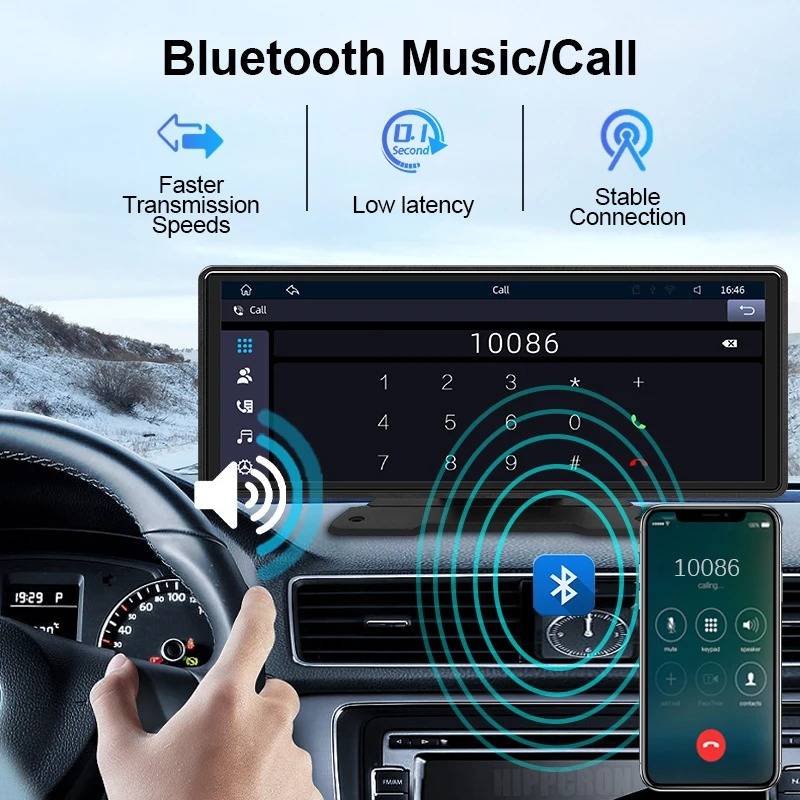 10.26-Inch Touchscreen Car Stereo with CarPlay and Backup Camera