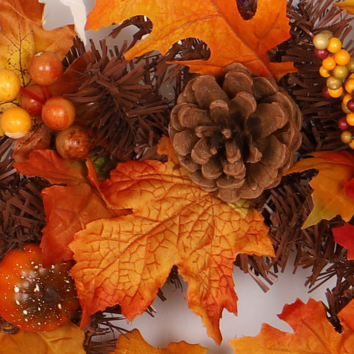 Fall maple leaf garland with pine cones