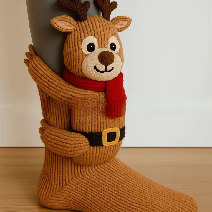 Socks with 3D crochet sloth on ankle