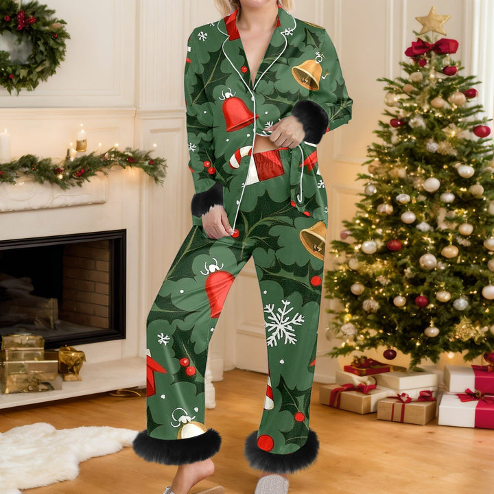 Woman in a red Santa pajama set