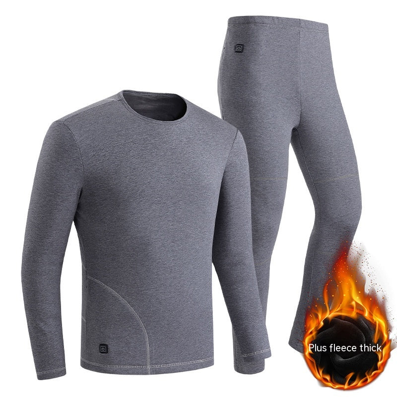 Black heated thermal underwear set with USB cable