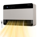 Light gray compact wall heater with remote