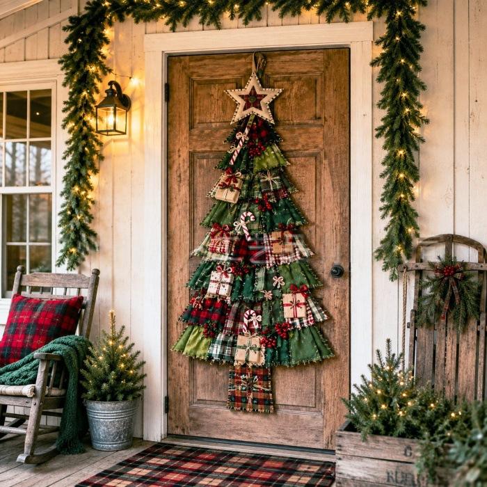 Hendrano Large Patchwork-Look Christmas Tree Door Hanging