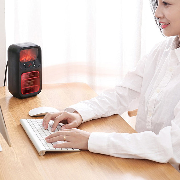 Hendrano Plug-In Mini Heater with Flame Effect and Thermostat