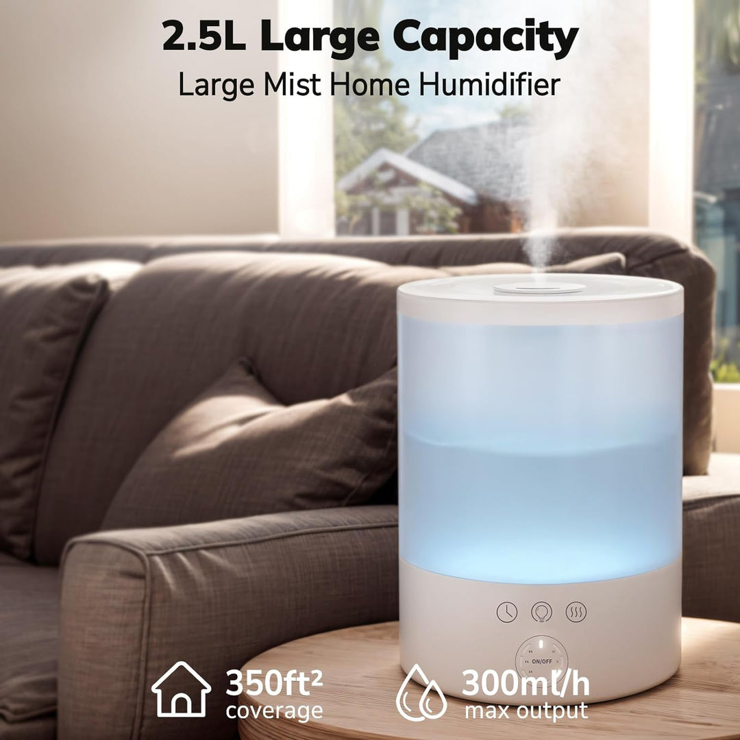 Cool Mist Humidifier with 2.5L Tank and 7-Color Night Light