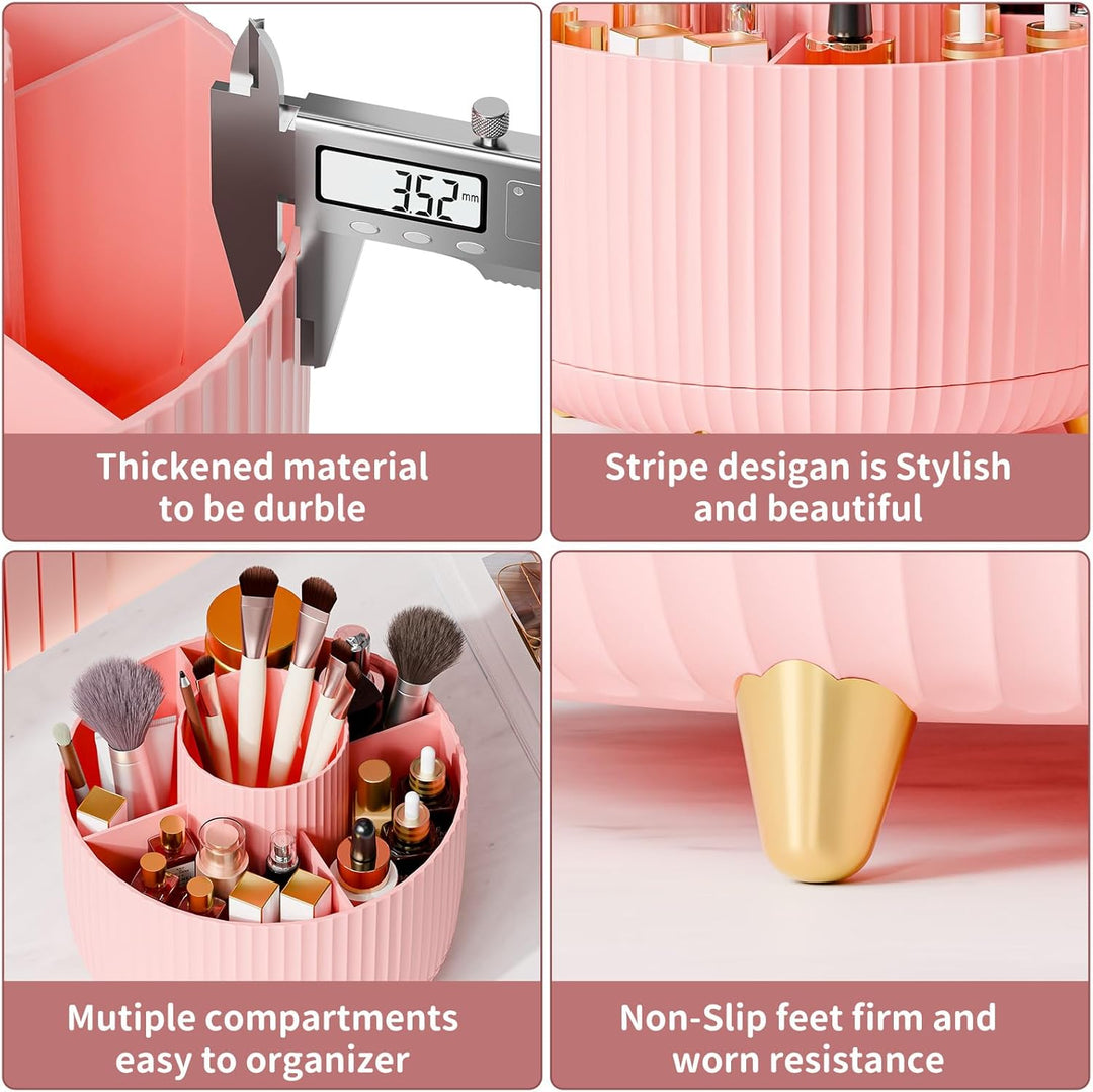 360° Rotating Makeup Organizer with 5 Compartments