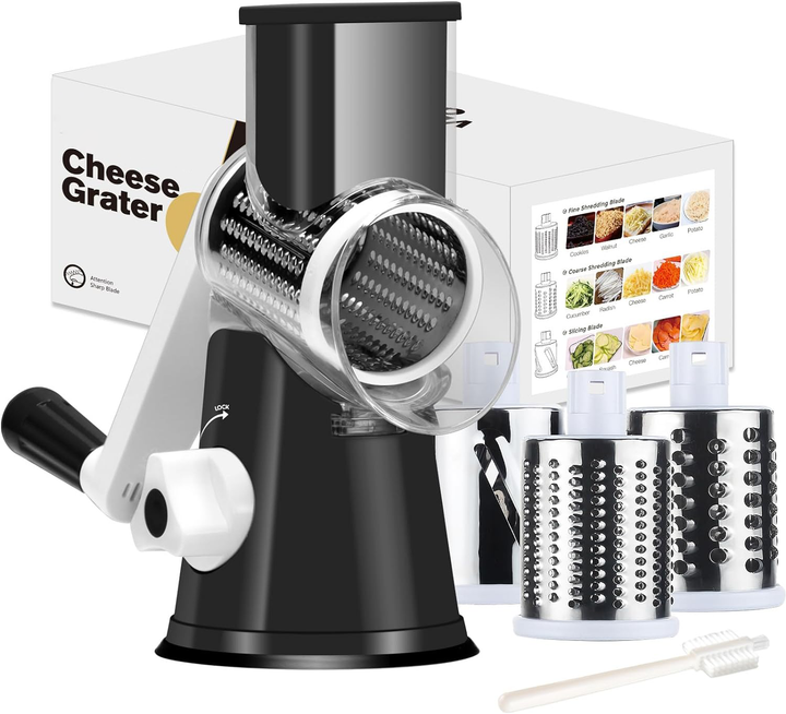 Rotary Cheese and Vegetable Grater with Suction Base