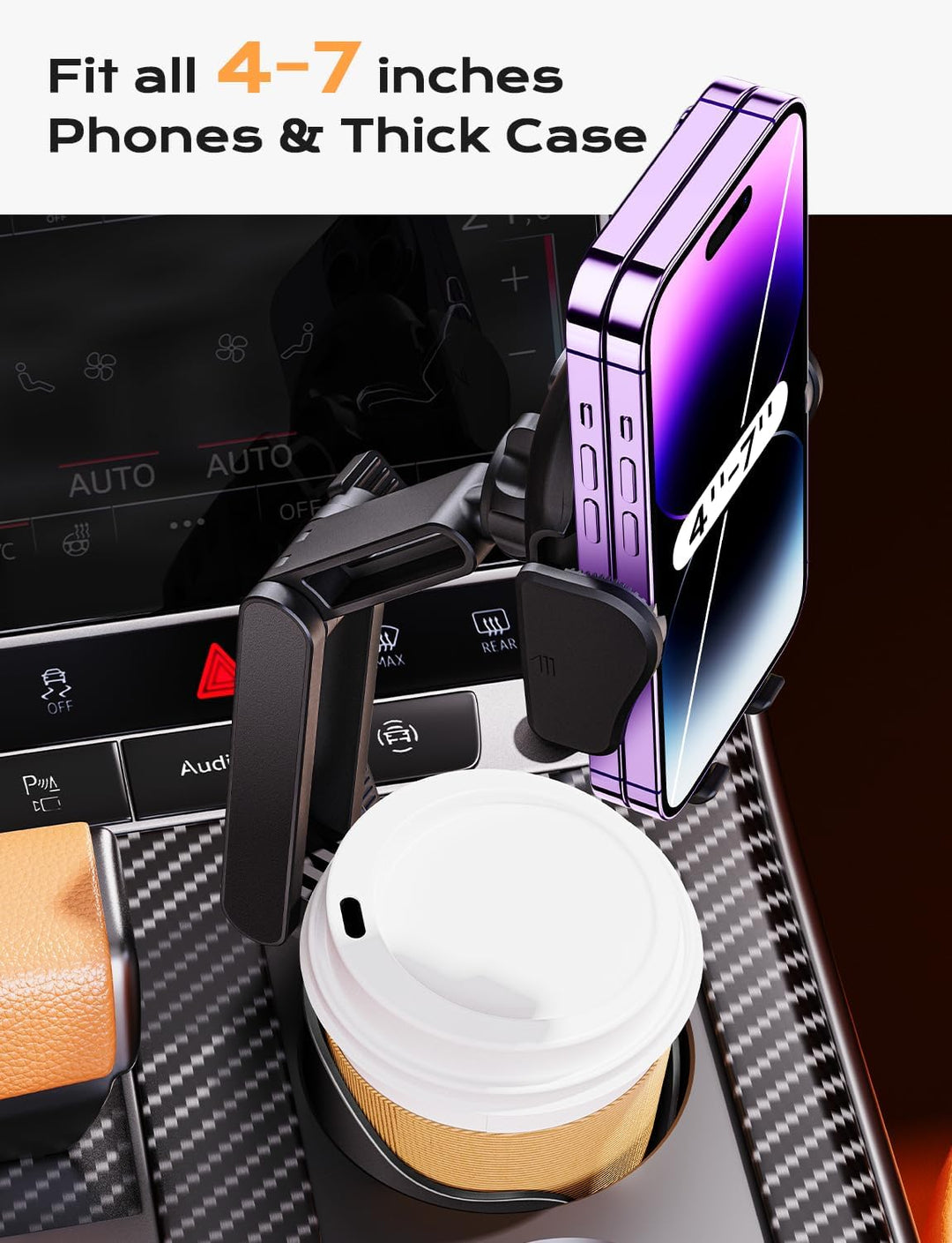 Cup Holder Phone Mount for Car with Adjustable Height