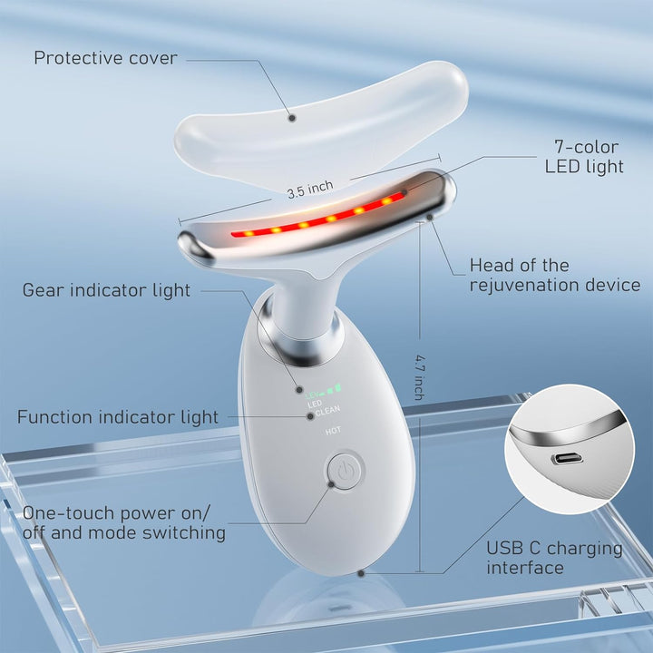 Heated Face and Neck Massager with 7 Light Modes