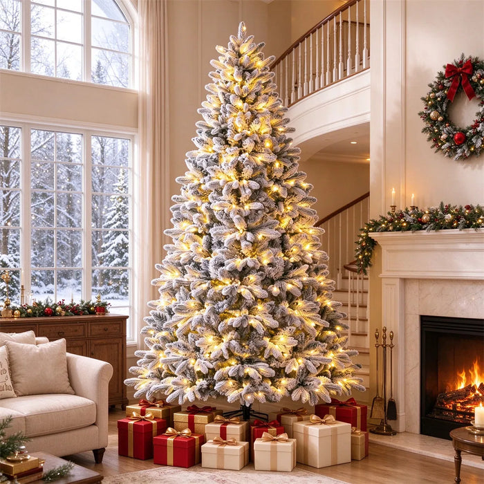 Hendrano 7 ft Flocked Half Christmas Tree with 240 Two-Color LEDs