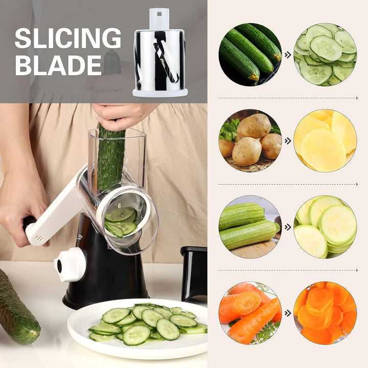 Rotary Cheese and Vegetable Grater with Suction Base