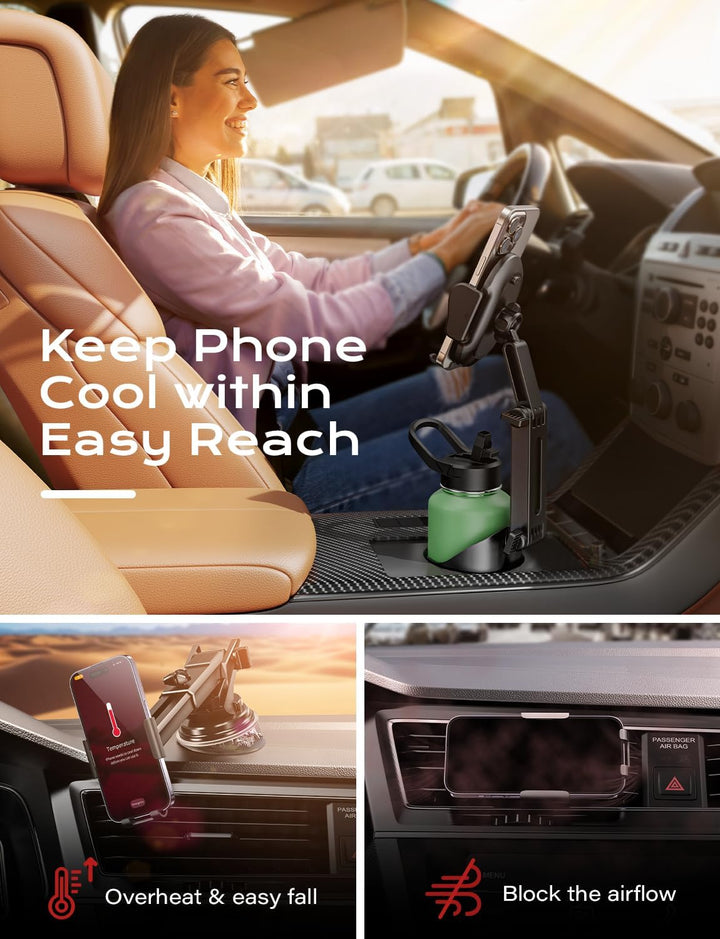 Cup Holder Phone Mount for Car with Adjustable Height