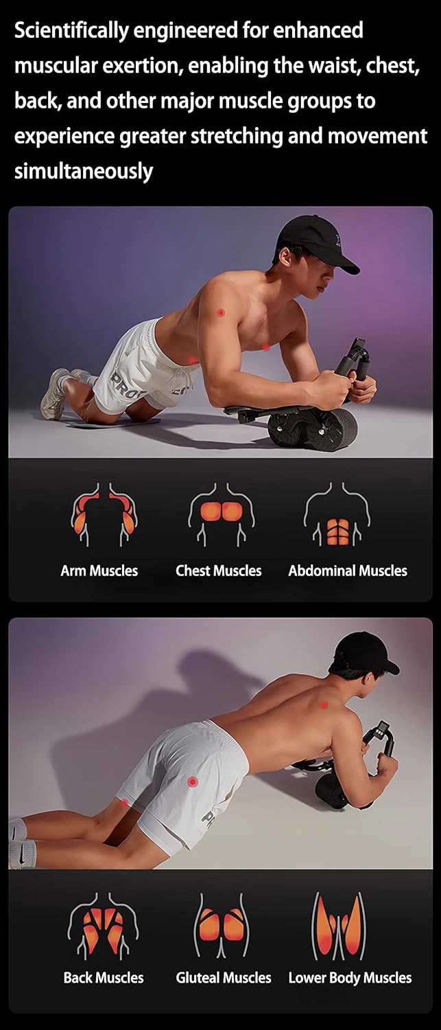 Hendrano™ Ab Roller Wheel with Elbow Support and Auto Rebound