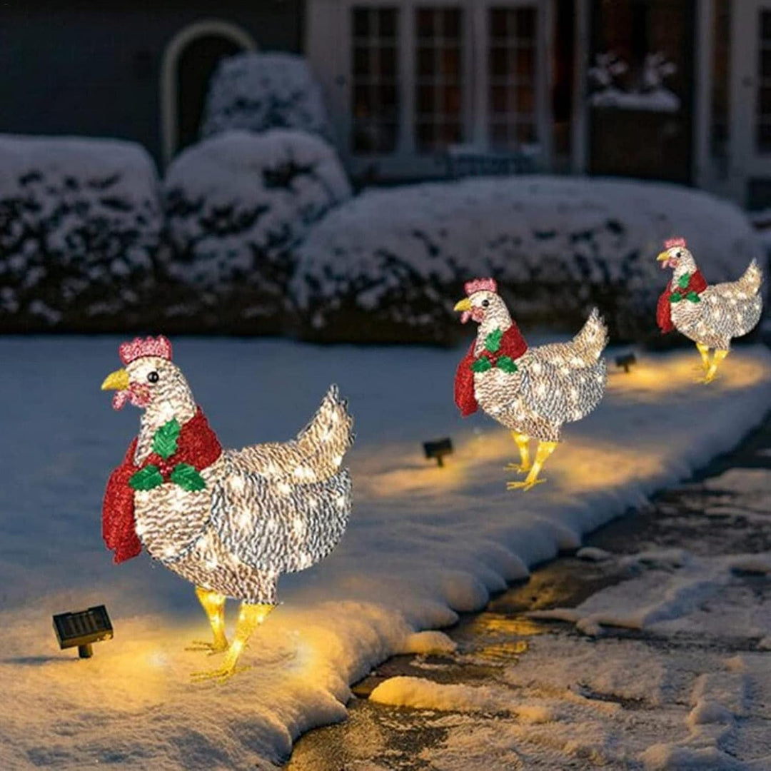 WinterHen LED Chicken with Scarf – Illuminating Christmas Decoration for Indoor and Outdoor