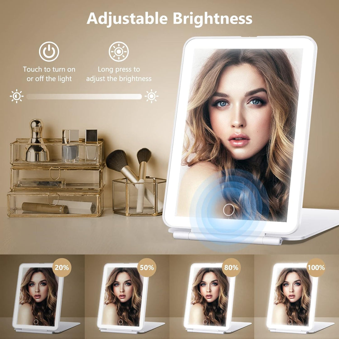 Rechargeable Lighted Travel Makeup Mirror with 10X Magnification