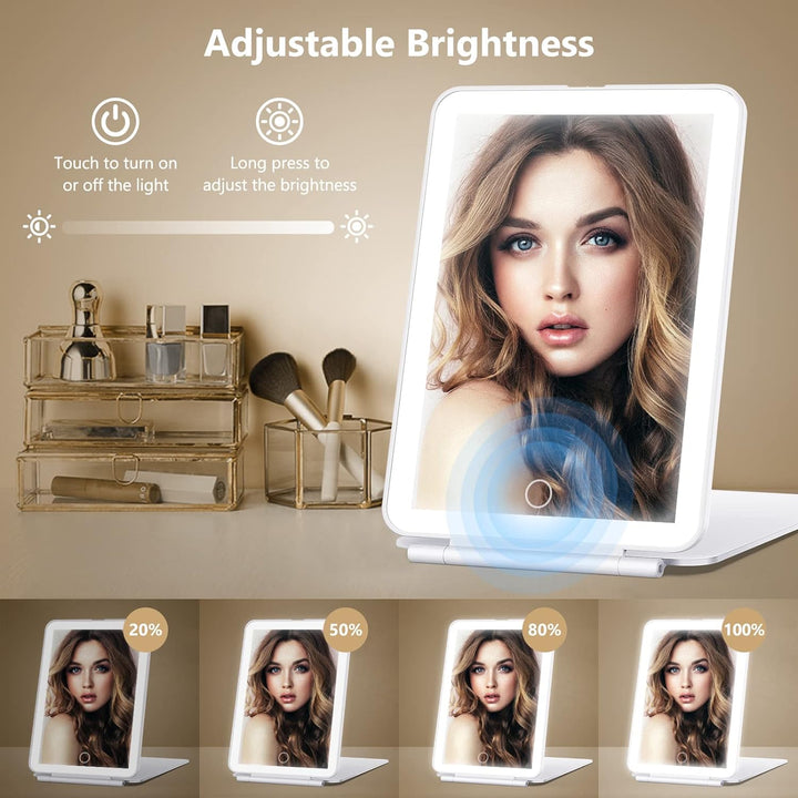 Rechargeable Lighted Travel Makeup Mirror with 10X Magnification