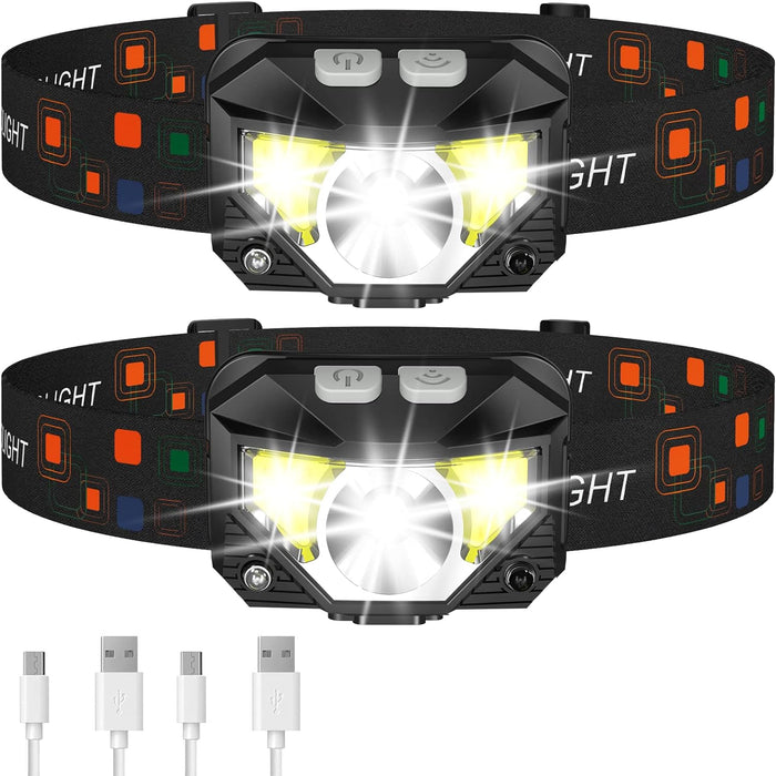 Hendrano™ Rechargeable LED Headlamp 2-Pack with Motion Sensor