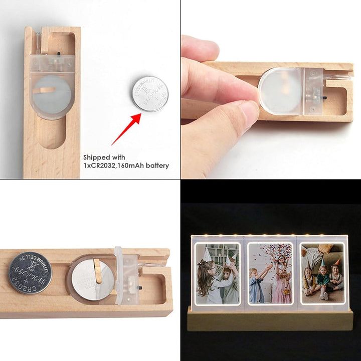 Light-Up Photo Frame with Three Slots for Photos and Tickets