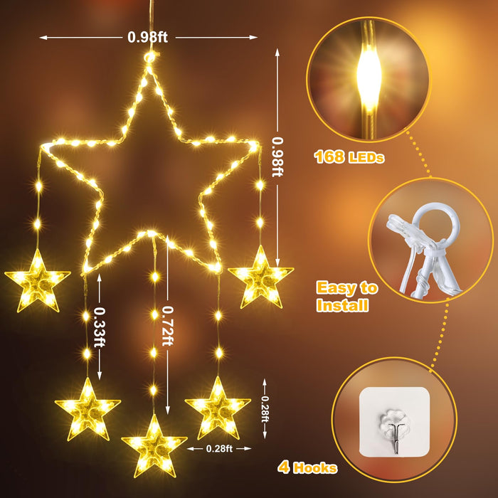 Hendrano™ Warm White Hanging Star Window Lights, 2-Pack 37 in