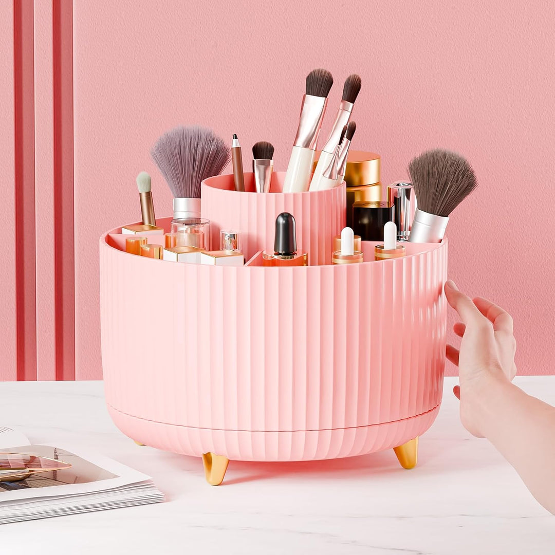 360° Rotating Makeup Organizer with 5 Compartments