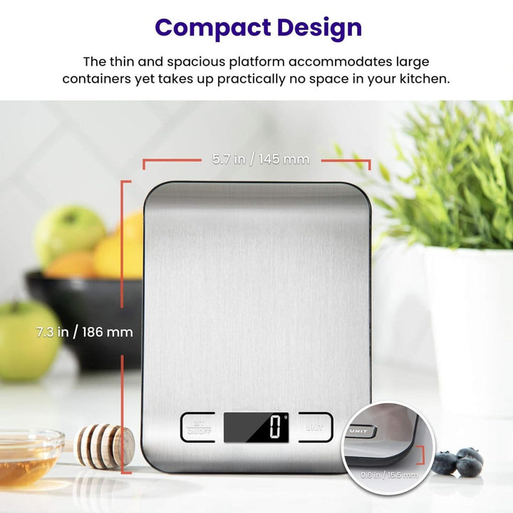 Digital Kitchen Scale with Tare, 5 Units and Backlit LCD