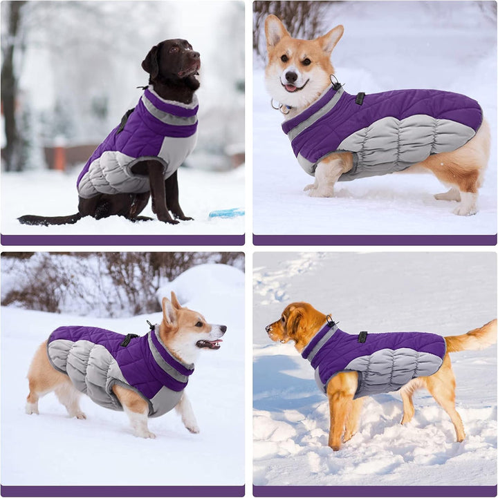 Waterproof Winter Dog Coat with Built-In Harness and Fleece