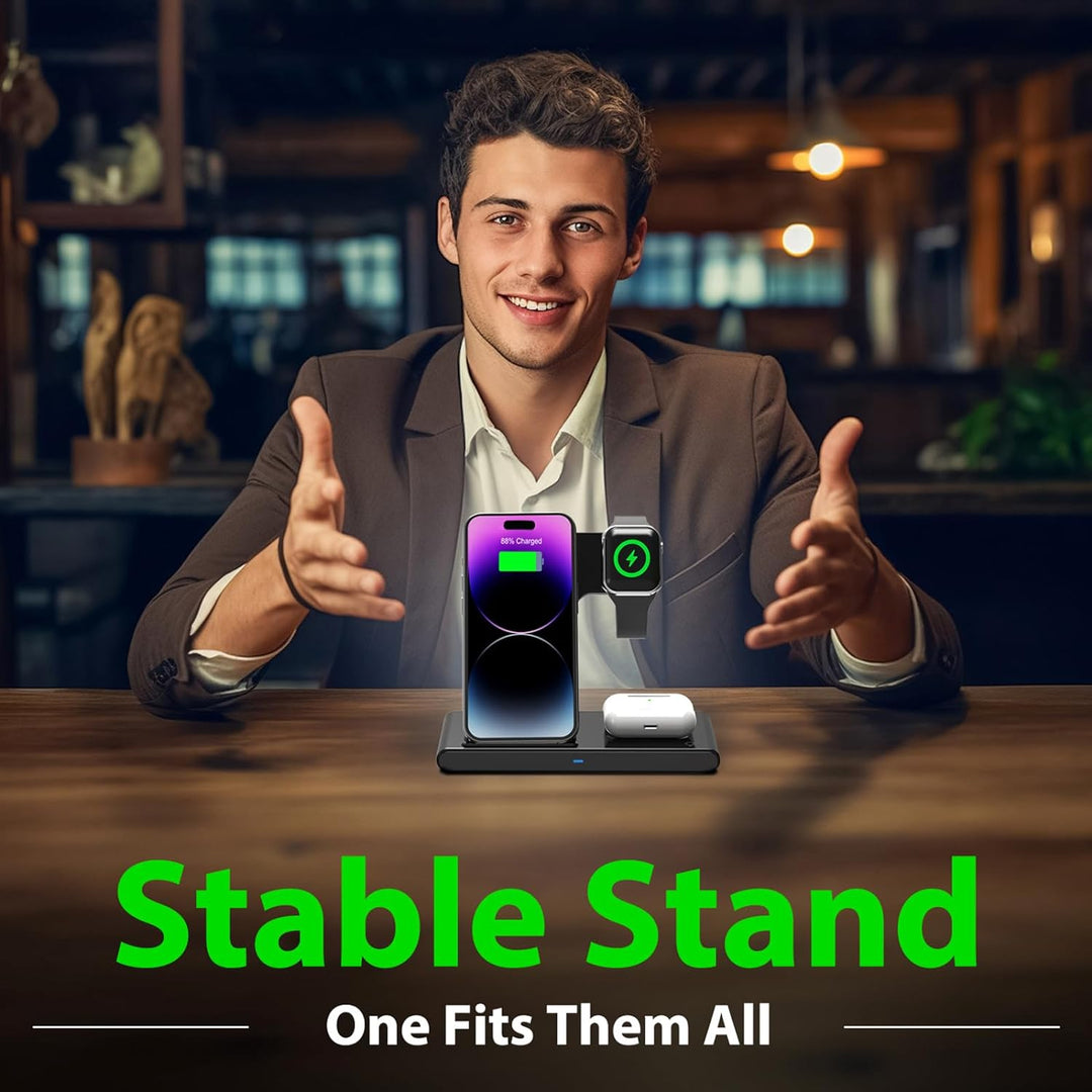 3-in-1 Foldable Wireless Charger for iPhone, Watch and AirPods